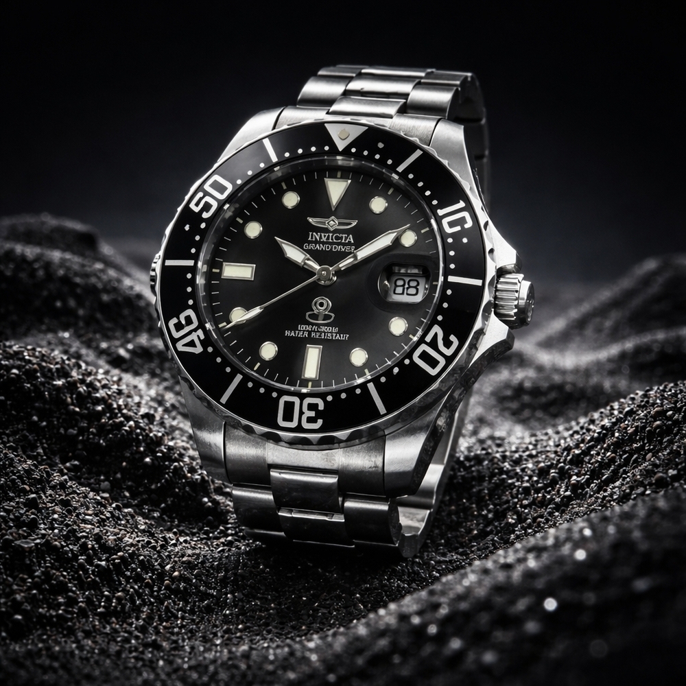 Invicta Men's Silver and Black Watch